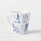 Pride and Prejudice Blue Toile Quotes カフェラテマグ (左アングル)