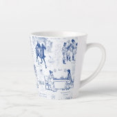 Pride and Prejudice Blue Toile Quotes カフェラテマグ (右)