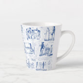 Pride and Prejudice Blue Toile Quotes カフェラテマグ (右)