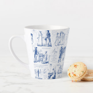 Pride and Prejudice Blue Toile Quotes カフェラテマグ