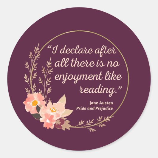Pride and Prejudice Quote III - Cute Style ラウンドシール (正面)
