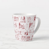 Pride and Prejudice Red Toile Quotes カフェラテマグ (右アングル)