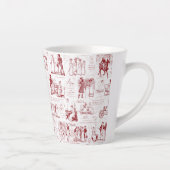 Pride and Prejudice Red Toile Quotes カフェラテマグ (右)