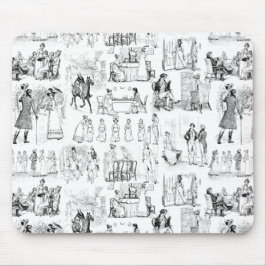 Pride and Prejudice Toile de Jouy Black and White マウスパッド