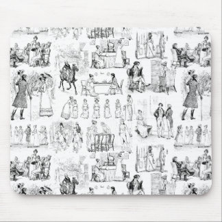 Pride and Prejudice Toile de Jouy Black and White マウスパッド