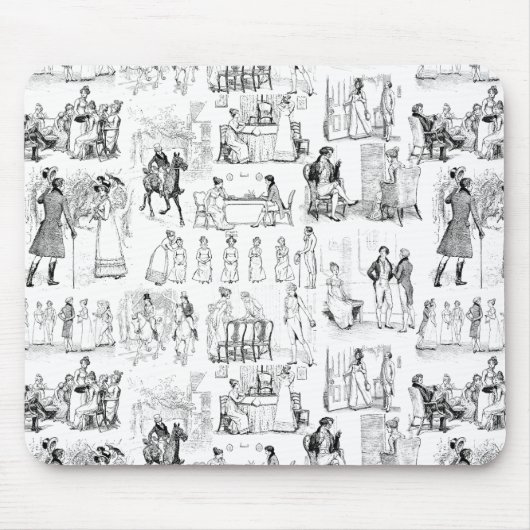 Pride and Prejudice Toile de Jouy Black and White マウスパッド (正面)