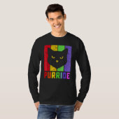 Pride Cat Purride Gay LGBTQ Rainbow Flag Retro Sty Tシャツ (正面フル)