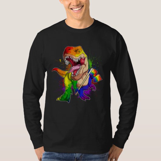 Pride Dinosaur LGBT Gay Lesbian Transgender Trans  Tシャツ (正面)
