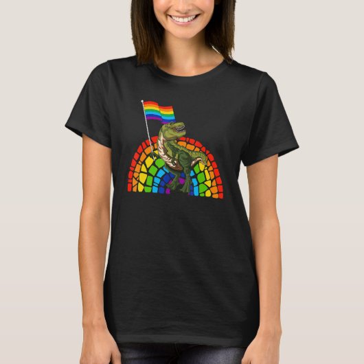 Pride Dinosaur LGBT Gay Lesbian Transgender Trans  Tシャツ (正面)