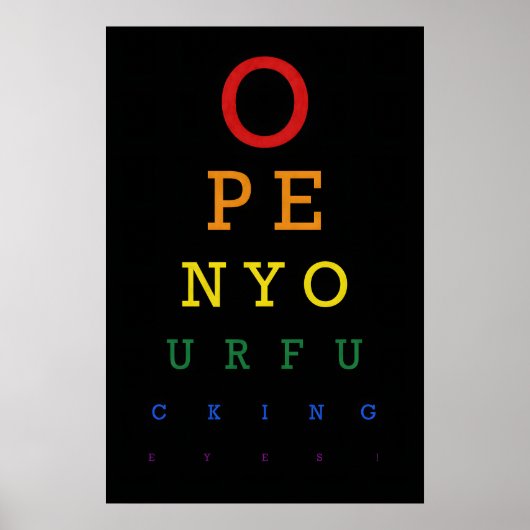 PRIDE Eye Test Chart Art Print Funny LGBTQ+ Slogan ポスター (正面)