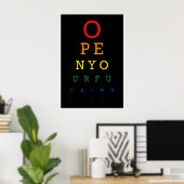 PRIDE Eye Test Chart Art Print Funny LGBTQ+ Slogan ポスター (ホームオフィス)