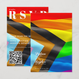 Pride Flag タイポグラフィ QRコード ウェディング RSVP カード