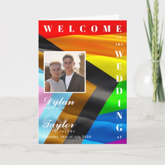 Pride Flag Bold Typography 折りたたみ式 ウェディングフォト プログラム (正面)