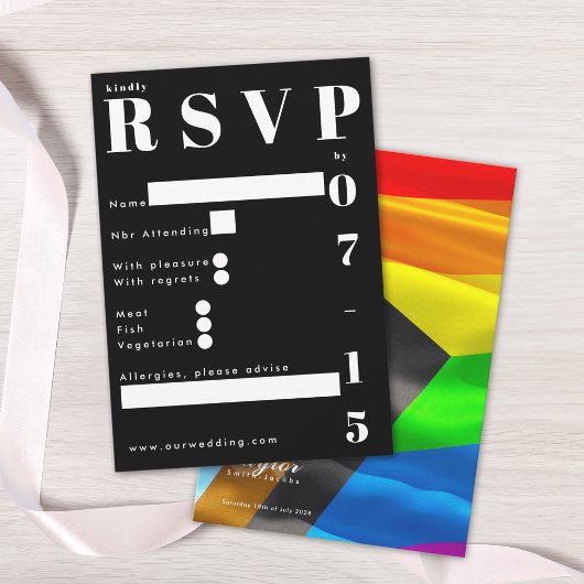 Pride Flag Typography ウェディング トラディショナル 出欠カード