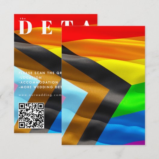 Pride Flag Typography ブラック 結婚式QRコード エンクロージャーカード (正面/裏面)