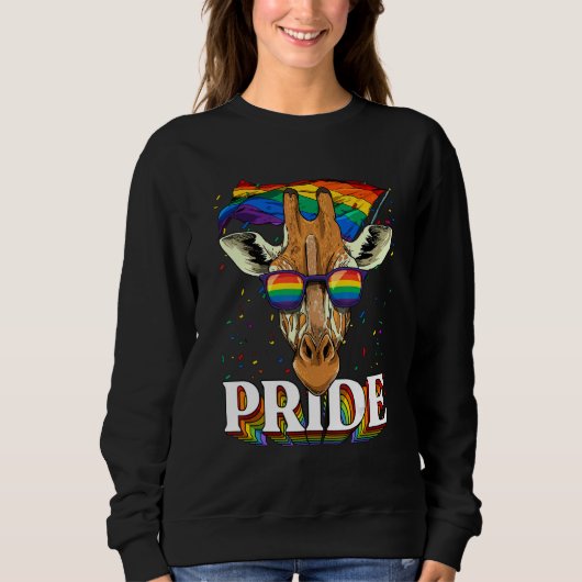 Pride Giraffe LGBTQ Rainbow Flag Pride Month Anima スウェットシャツ (正面)