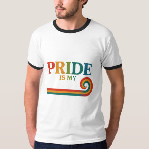 PRIDE in Motion レトロ レインボー Tシャツ