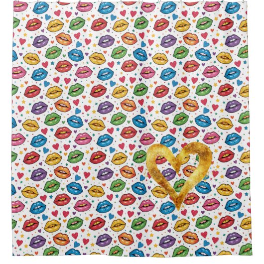 Pride Month レズビアン、ゲイ、虹色 シャワーカーテン (正面)