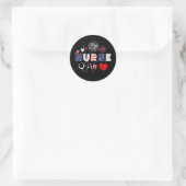 Pride Nurse USA Flag Stethoscope Patriotic Nurse ラウンドシール (バッグ)