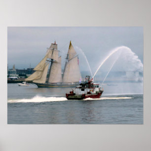 Pride of Baltimore and fire boat ポスター