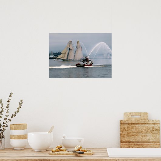 Pride of Baltimore and fire boat ポスター (キッチン)