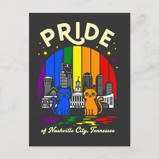Pride of Nashville City Tennessee Cats Rainbow Fla ポストカード (正面)