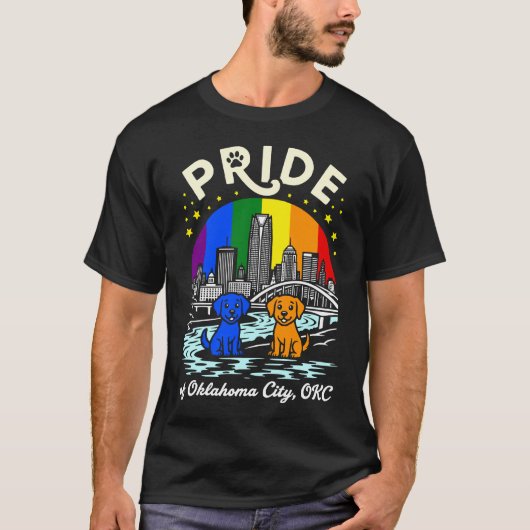 Pride of Oklahoma City OKC Dogs Rainbow Flag Tシャツ (正面)