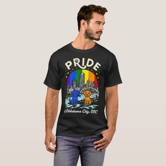 Pride of Oklahoma City OKC Dogs Rainbow Flag Tシャツ (正面フル)