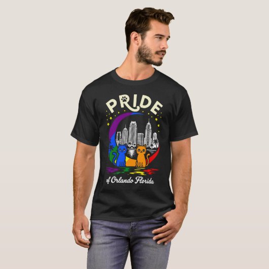 Pride of Orlando City Florida Cats Rainbow Flag Tシャツ (正面フル)