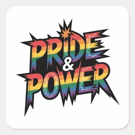Pride & Power LGBTQ スクエアシール (正面)