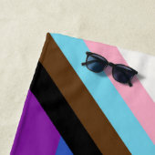 Pride Progressフラグ 黒カスタムモノグラムLGBT ビーチタオル (インサイチュ)