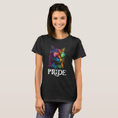 Pride Rainbow Cat Realistic Gay Pride LGBTQ Cat Ow Tシャツ (正面フル)