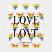 Pride Rainbow Heart Gay lesbian LGBT Families フリースブランケット (正面)