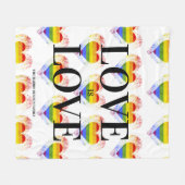Pride Rainbow Heart Gay lesbian LGBT Families フリースブランケット (正面(横))
