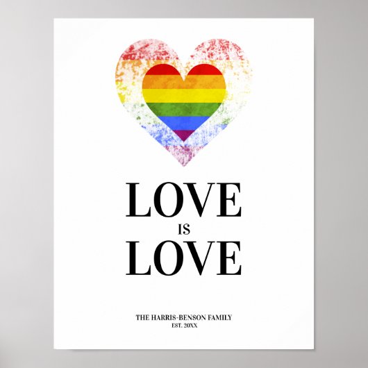 Pride Rainbow Heart Lesbian Gay Families ポスター (正面)