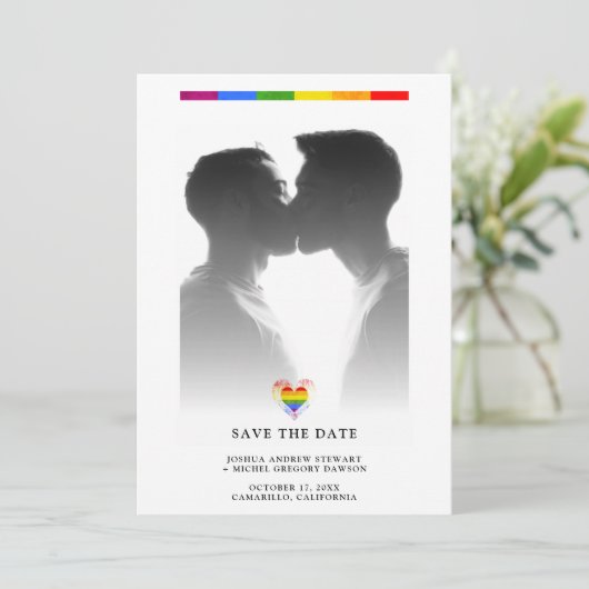 Pride Rainbow Heart LGBT Gay Wedding Simple Photo (スタンド正面)