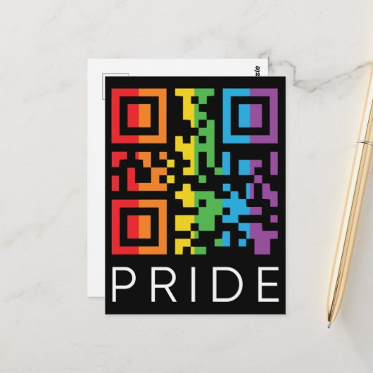 Pride Rainbow QRコード LGBTQIA+ ポストカード (正面/裏面インサイチュ)
