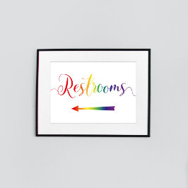 Pride Restrooms Left Arrow Sign LGBTQ ポスター