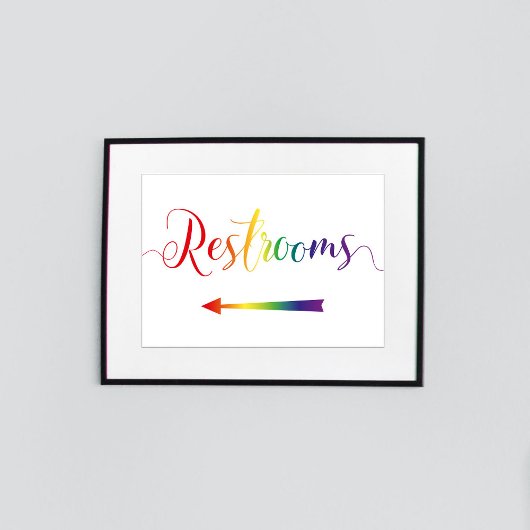 Pride Restrooms Left Arrow Sign LGBTQ ポスター
