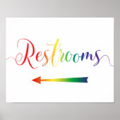 Pride Restrooms Left Arrow Sign LGBTQ ポスター (正面)