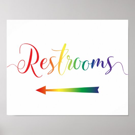 Pride Restrooms Left Arrow Sign LGBTQ ポスター (正面)
