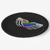 Pride Skeleton Hands Holding Heart Inclusive ペーパープレート (アングル)