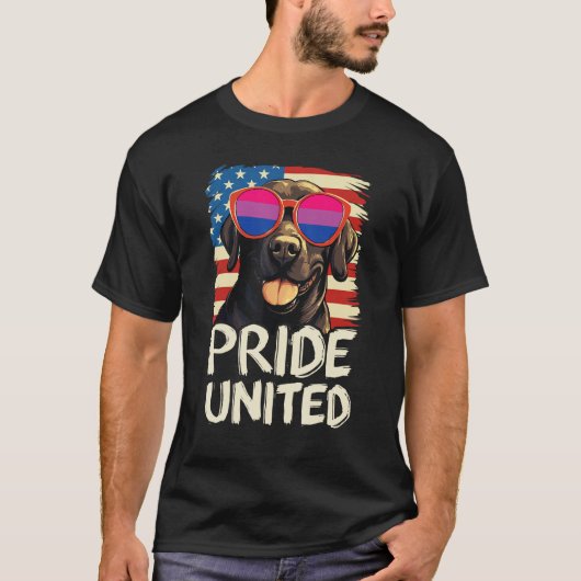 Pride United Labrador Bisexual Flag Sunglasses Tシャツ (正面)
