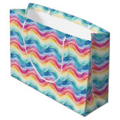 Pride Wavy Rainbow Stripes Pattern ラージペーパーバッグ (裏面アングル)