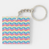 Pride Wavy Rainbow Stripes Pattern Two-sided キーホルダー (裏面)
