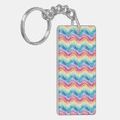Pride Wavy Rainbow Stripes Pattern Two-sided キーホルダー (正面左)