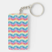 Pride Wavy Rainbow Stripes Pattern Two-sided キーホルダー (裏面)