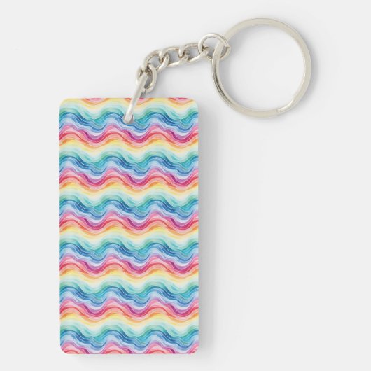 Pride Wavy Rainbow Stripes Pattern Two-sided キーホルダー (裏面)