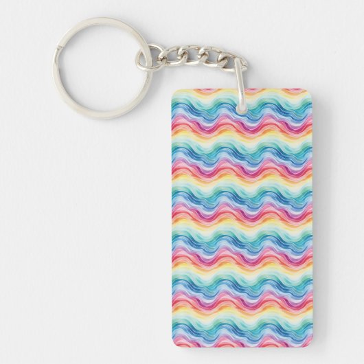 Pride Wavy Rainbow Stripes Pattern Two-sided キーホルダー (正面)