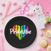 PrideVibeハート:はっきりしたブラック紙プレート ペーパープレート (パーティー)